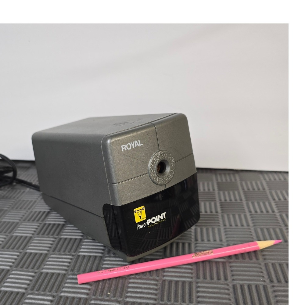 VTG. Royal Power Point Electric Pencil Sharpener Auto-Stop Charcoal Grey 60W